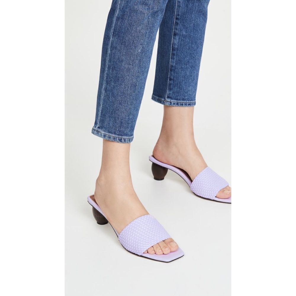 Souliers Martinez Leather 55mm Celia Damas Slides Lilac Purple Size 37 Us7